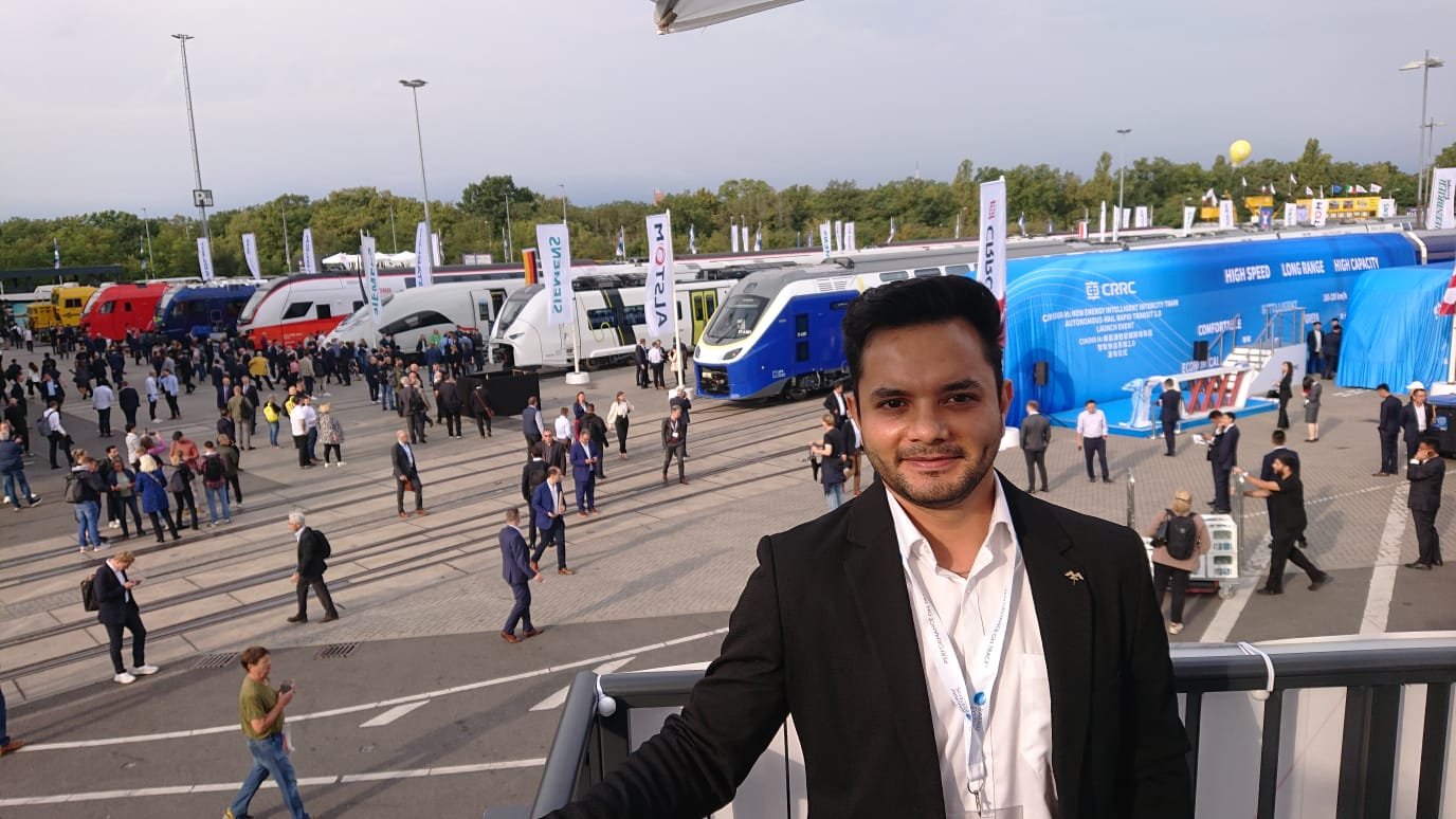 Sahil Sharma at a rail industry trade fair